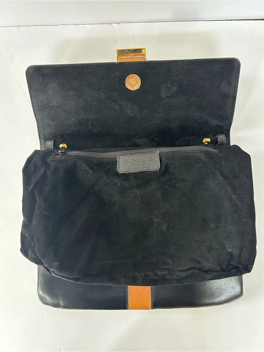 Black and Beige Color Block Leather Clutch Women’s